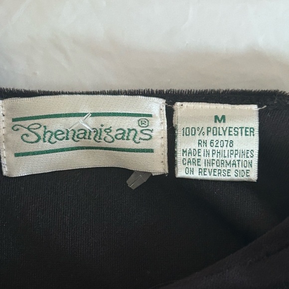 SHENANIGANS Vintage Black Velvet Embroidered Rose Long Sleeve Midi Babydoll M - Picture 8 of 10